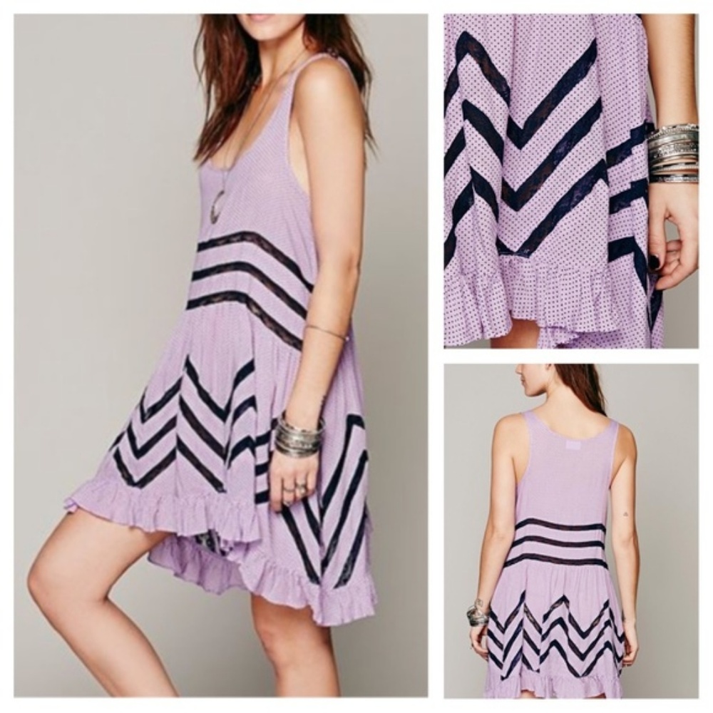 Free People I Voile & Lace Trapeze Slip in Purple